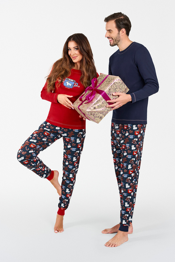 Makala Dámske pyžamo s dlhým rukávom a dlhé nohavice Italian Fashion - červená/potlač
