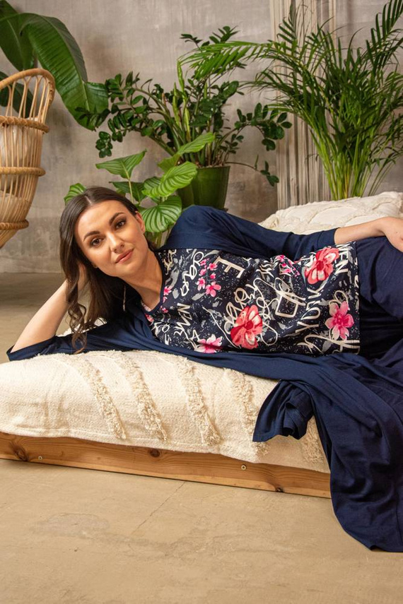 676 Dámske pyžamo s podrážkou Forex - tmavomodré