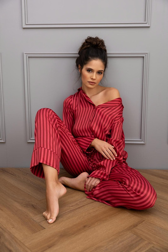 Rosemary Sensis dámske pyžamo - viskóza, zapínanie na zips, pruhované