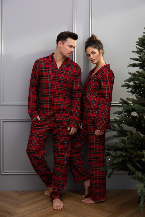 Pánske pyžamo Philip Sensis - károvaný flanel, zapínanie na zips