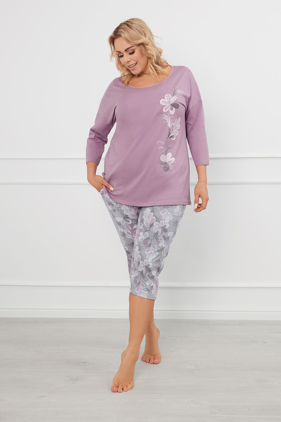 Ibena Dámske pyžamo s 3/4 rukávmi, 3/4 nohavice Italian Fashion - vres/potlač