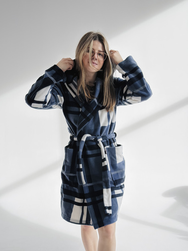 031 De Lafense županová prikrývka - teplý flísový dámsky župan Super Cozy, modrá