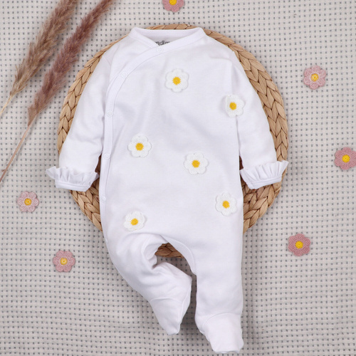 NINI LITTLE FLOWERS overal pre bábätká 100 % organická bavlna s výšivkou ABN-5758/BIA