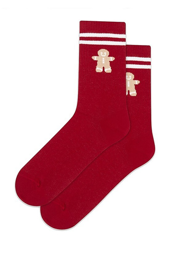 U04.N56 Gatta Christmas Socks - unisex bavlnené ponožky s vianočným motívom, vzor 997 červená