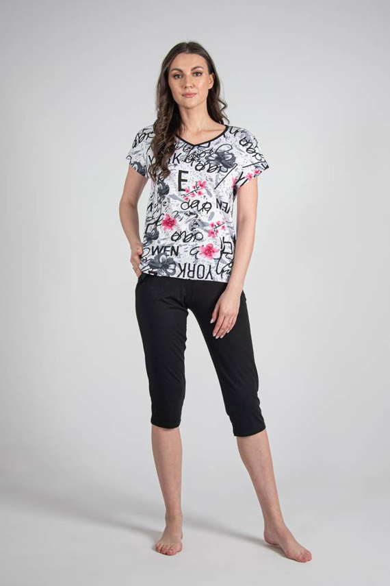 676 Dámske pyžamo s podrážkou Forex - biele