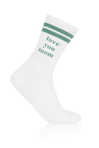 Dámske ponožky Italian Fashion S198D Love You Mom biele polofroté