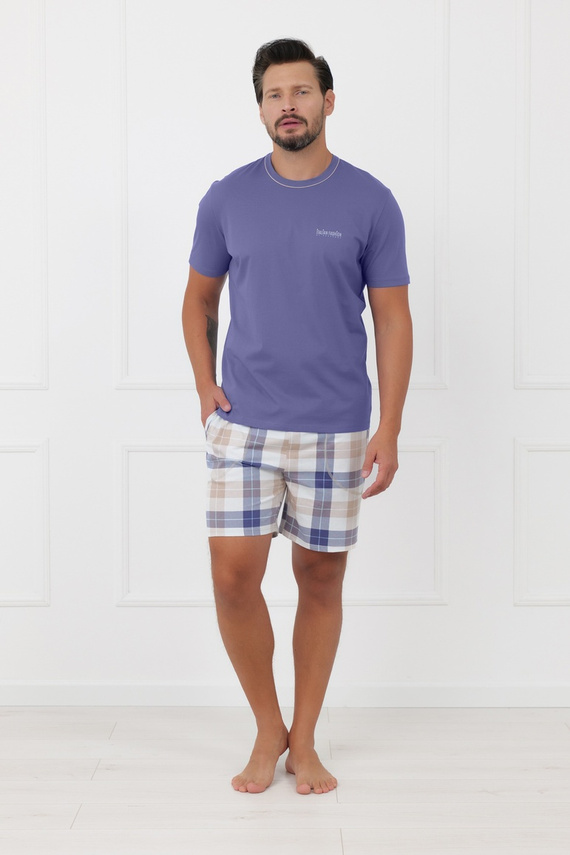 Pánske pyžamo Juno Italian Fashion 100% bavlna krátky rukáv šortky