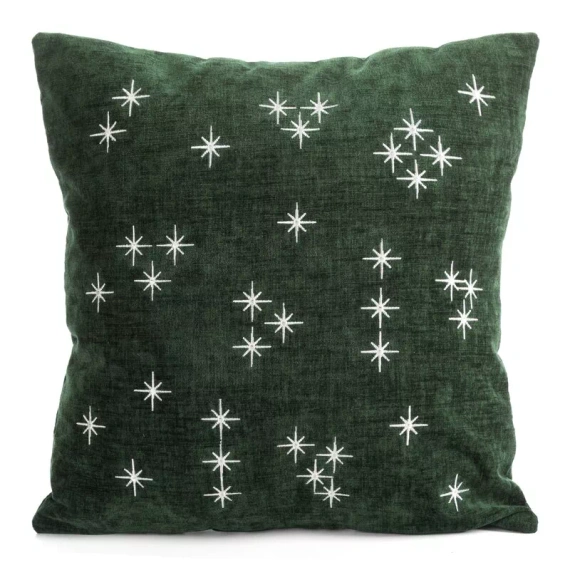 Vianočný návlek na vankúš Eurofirany Chp 286 45x45 cm, chenille s výšivkou, 300 g/m², tmavozelený