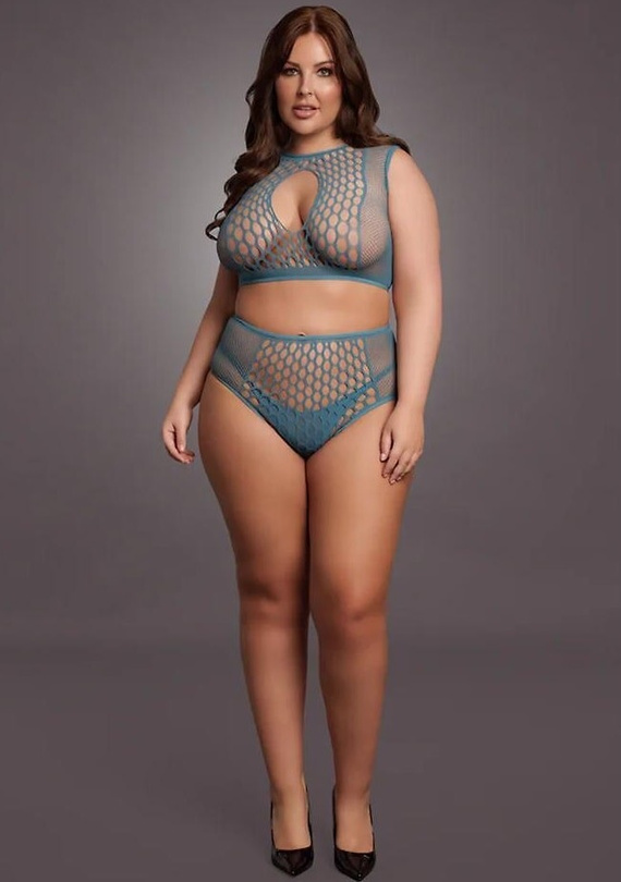 Komplet DES027 Le Désir zmyselný plus size komplet zo sieťoviny