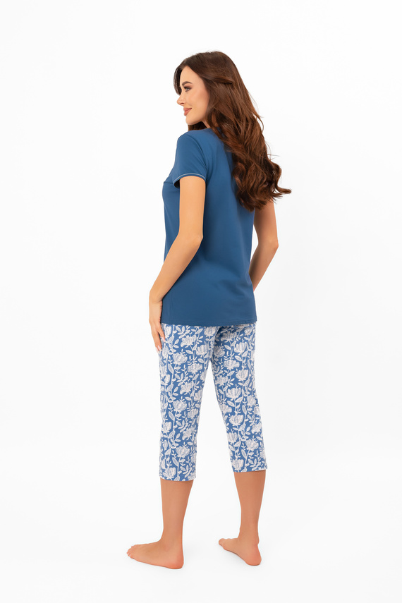 Dámske pyžamo Boma - krátky rukáv, nohavice 3/4, bavlna Italian Fashion - džínsy/potlač