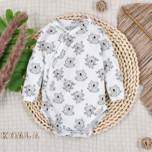 ABN-5201 Body zavinovacie Nini Sweet Koala biele 100 % organická bavlna