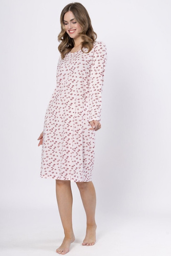 Nočná košeľa Laveza Gelasia 1625 - bavlnená, svetloružová, s dlhým rukávom