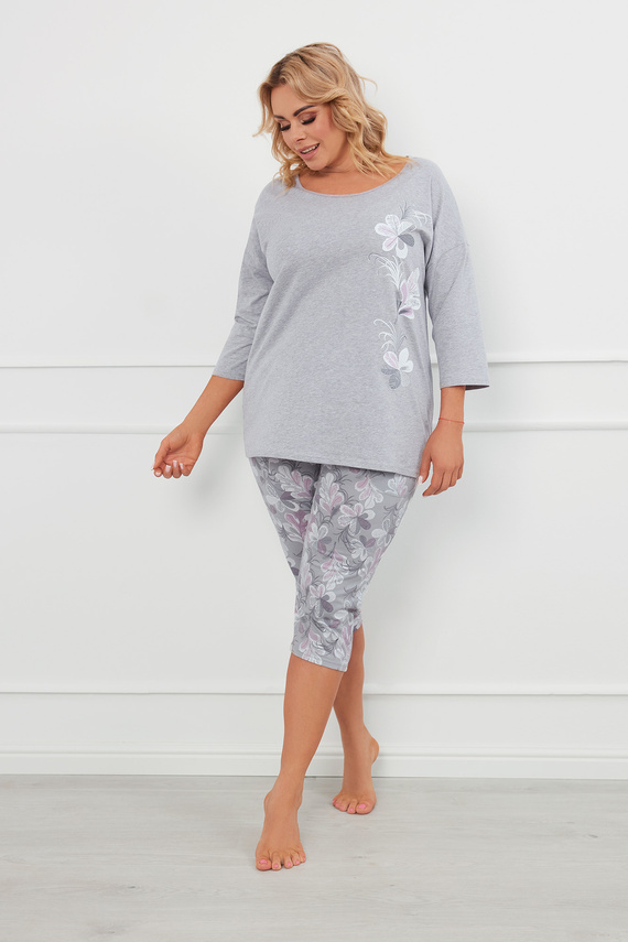 Ibena Dámske pyžamo s 3/4 rukávmi, 3/4 nohavice Talianska móda - melanž/potlač