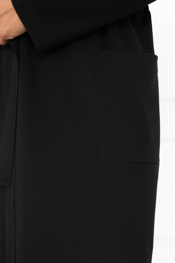 Pánsky župan Bono Italian Fashion black - s opaskom, reliéfny vzor, elegantný a pohodlný