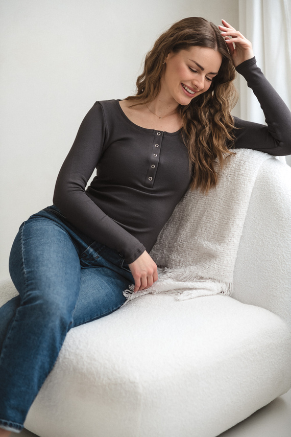 Tummy Milk&Love tehotenská a dojčiaca blúzka viskóza graphite