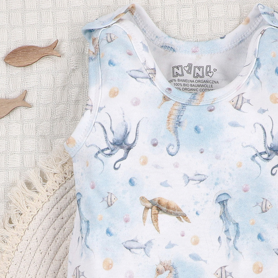 ABN-5449 Sea Of Joy Nini spacie oblečenie - organická bavlna, pohodlné zapínanie