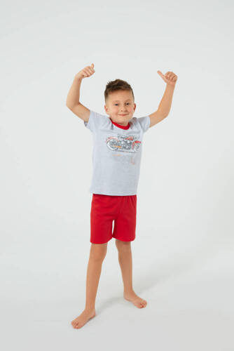Junak Pyžamo pre chlapcov s krátkym rukávom, šortky Talianska móda - j.melange/červená