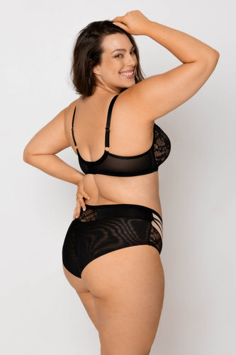19252 Spodný diel Mediolano Spider - čierny spodný diel s vysokým pásom, tylom a čipkou | Elegantný a zmyselný | Perfektne sa prispôsobí postave