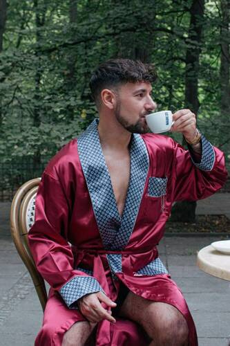 940 Forex pánsky saténový župan - bordový