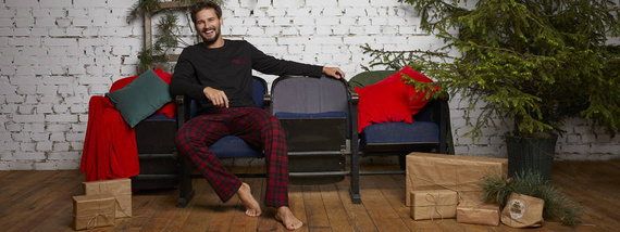 Zeman Italian Fashion pánske pyžamo - čierne/potlač