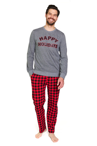 7344 Pánske tmavosivé pyžamo Doctor Nap - 100% bavlna