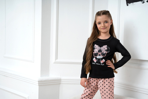 Bonilla Dievčenské pyžamo Italian Fashion - čierne/potlač