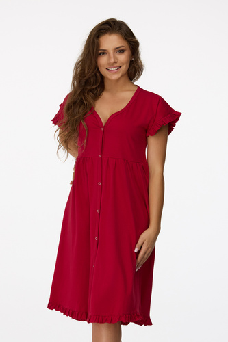 nie. 22 Tehotenská nočná košeľa Senizo bordová 100% bavlna, krátky rukáv, zapínanie na dojčenie