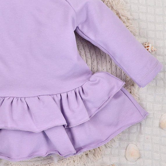 ABN-5487 Detské šaty Underwater World Nini - organická bavlna, fialové, dlhý rukáv