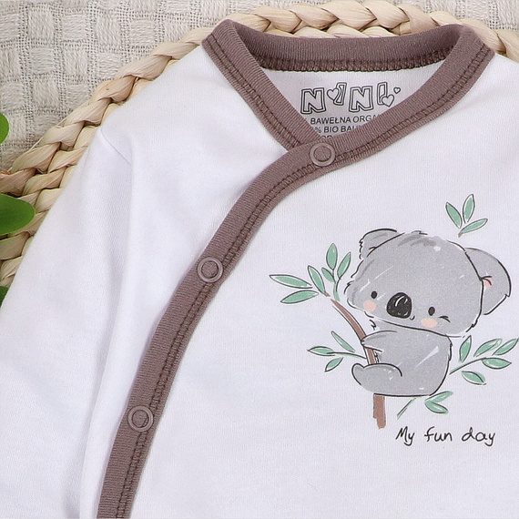 ABN-5202 Body zavinovacie Nini Sweet Koala biele 100 % organická bavlna