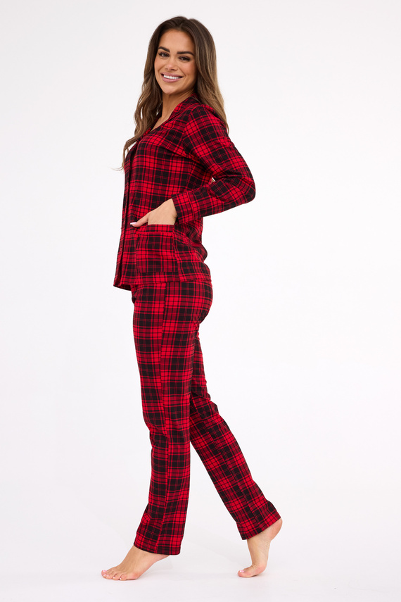 482/423 Tracy Dámske pyžamo Cornette - kockovaná blúzka s dlhým rukávom, rozopínanie