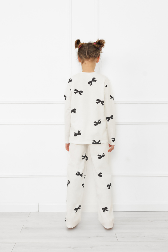 Dievčenské pyžamo Fiocca- ecru, bavlna, dlhý rukáv a nohavice Talianska móda