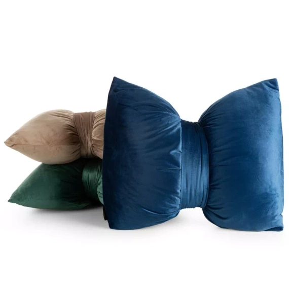 Eurofirany Vianočný vankúš námornícka modrá 45x55 - zamatová mašľa