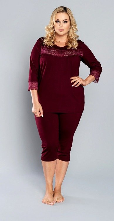 Pyžamo Izyda 3/4 rukávy, 3/4 nohavice Talianska móda - tmavomodrá