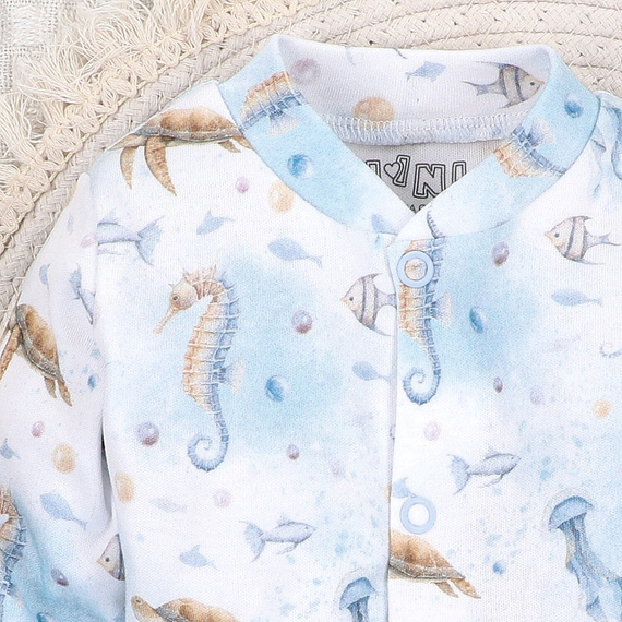 ABN-5454 Sea Of Joy Nini baby kaftan - organická bavlna, zapínanie na patentky