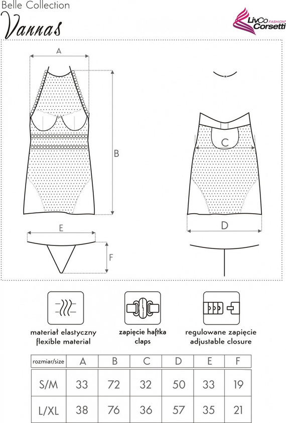 Vannas LC 90609 Set, košieľka a tangá LivCo Corsetti Fashion