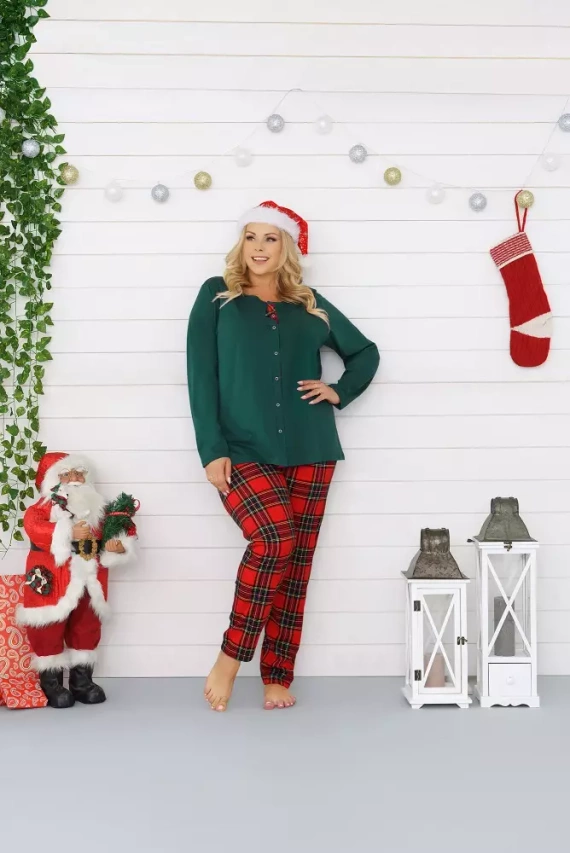 Zorza dámske pyžamo s dlhým rukávom, nohavice Talianska móda - červená/potlač