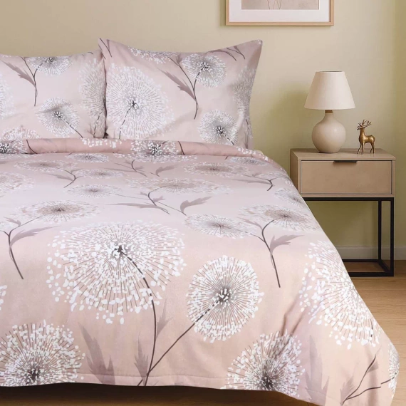 31513/1 Flanelové posteľné prádlo Darymex béžové púpavy - sada, 100% bavlna, hrejivé a mäkké