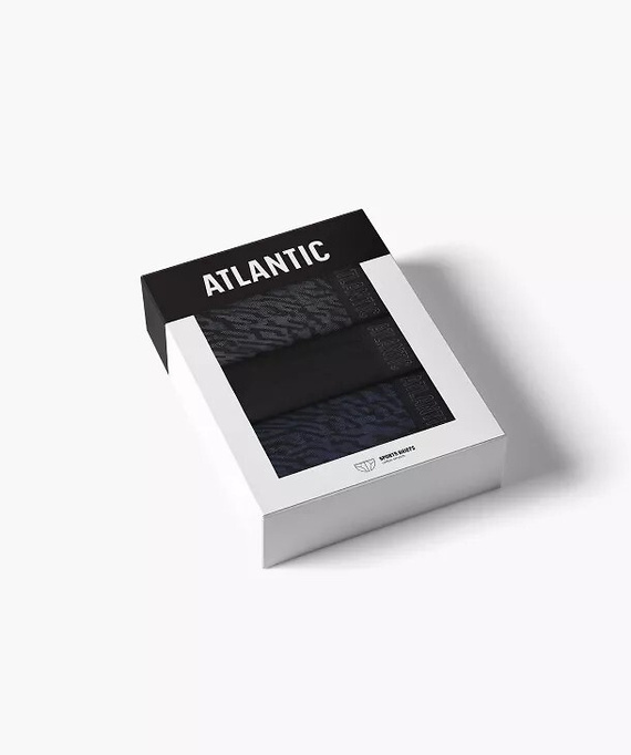 Pánske slipy Atlantic 3MP-221 A3 3-pak – bavlnené grafitová/čierna/indigo