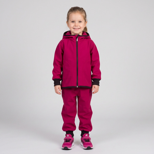 229002 Nicol Softshellová bunda pre dievčatá s kapucňou, fleece, reflexná - bordová