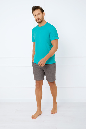 Krystian Pánske pyžamo s krátkym rukávom, šortky Italian Fashion - tyrkysové