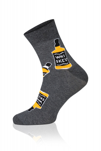 S121Z Whiskey Long Socks Italian Fashion - tmavý melír/žltá