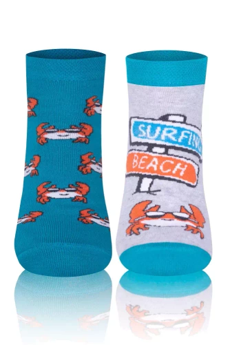 S138S Krab Socks ponožky na nohy Italian Fashion - tyrkysová/oranžová/svetlý melír