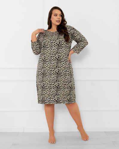 Dámska nočná košeľa Kenia Italian Fashion - leopardia potlač, 3/4 rukáv