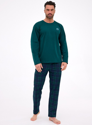 Pánske pyžamo 124/307 Denali 3 Cornette green - bavlna, dlhý rukáv