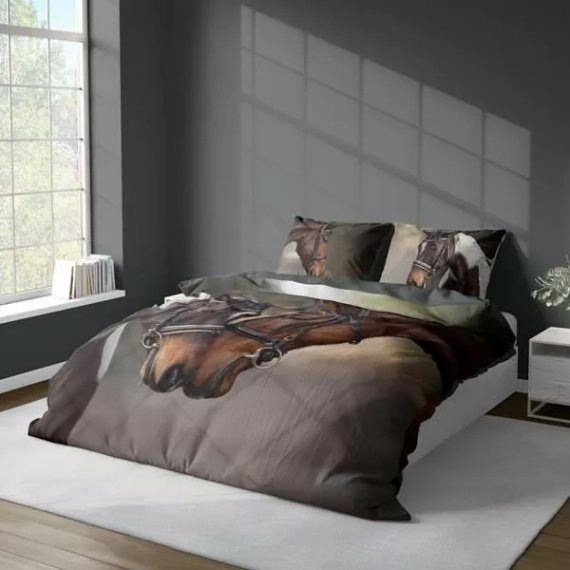 4990 A 3D posteľná bielizeň z mikrovlákna s motívom koňa - Detexpol
