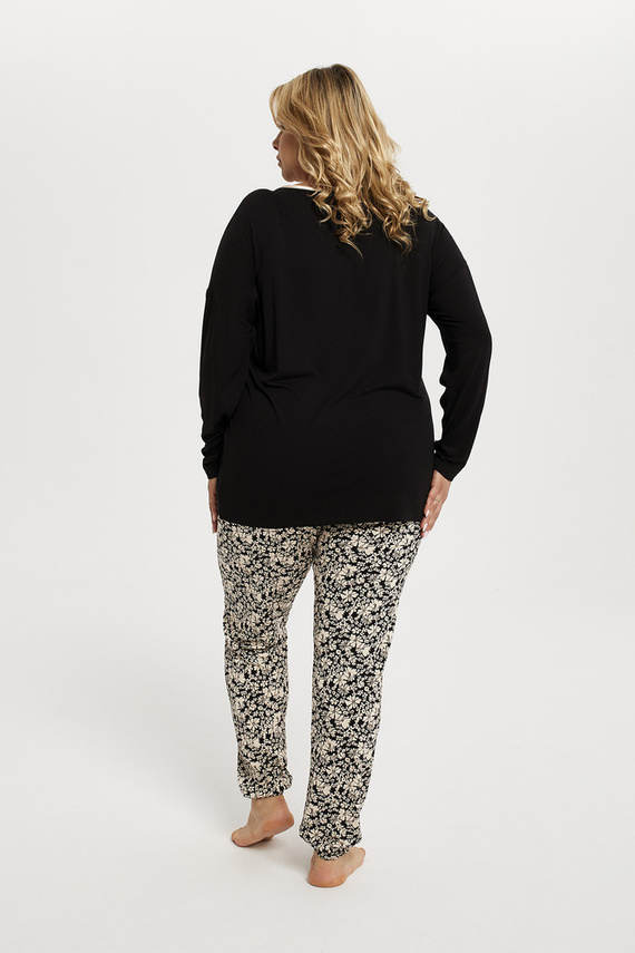 Guyana Dámske pyžamo s dlhým rukávom a dlhými nohavicami Italian Fashion - čierna/potlač