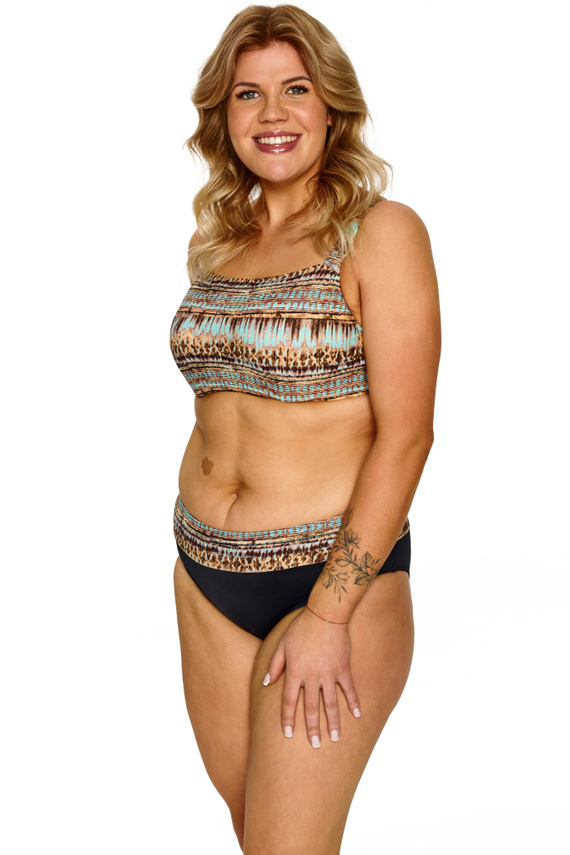 Plavková podprsenka Big Lupoline Nicole mäkký top plus size hnedá