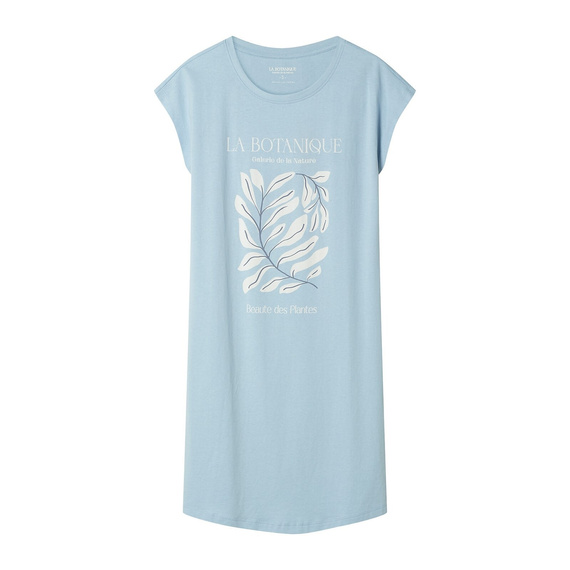 Dámska nočná košeľa 45183 Estes blue , bavlna, krátky rukáv, polokruhový výstrih, voľný strih