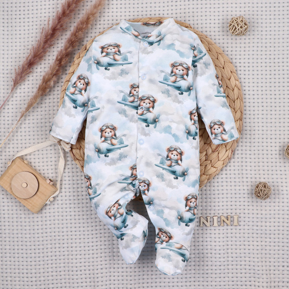 NINI BABY BEAR PILOT dojčenský overal z organickej bavlny ABN-5747/PIL