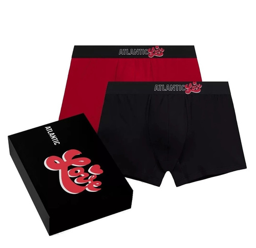 2GMH-033/Z26 Pánske boxerky Atlantic Love 2-pack bavlnené červené a čierne na darček